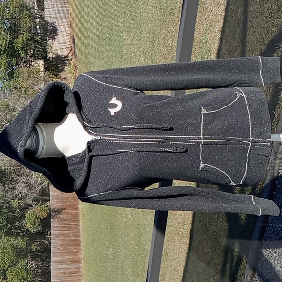 True Religion Women's Big T Zip Hoodie Heather Gray Size M - Picture 4 of 14